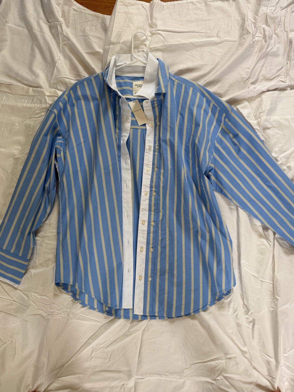 Abercrombie & Fitch Light Blue, White and Yellow Striped Shirt